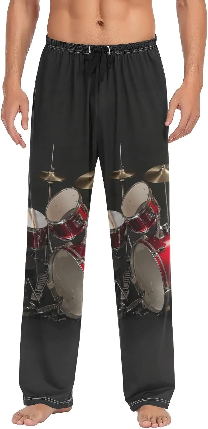 Men's Pajama Pants Straight Trouser Sleep Lounge Pants Sleepwear with Pockets