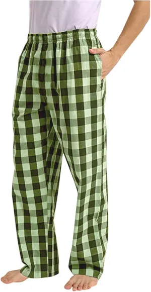 Mens Pajama Pants Wide-Legged Plaid Printed Drawstring Pockets Casual Pants Fall and Winter Sleepwear Pants