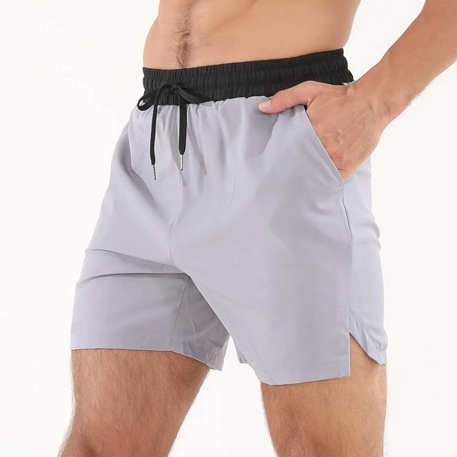 Mens Quick Dry Workout Shorts Lightweight Mesh Gym Athletic Shorts Elastic Training Running Sport Jogger with Pocket