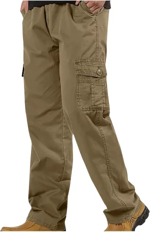 Men's Relaxed Fit Stretch Cargo Pants Baggy Wide Leg Joggers Sweatpants Fall Winter Regular Fit Pants with Pockets