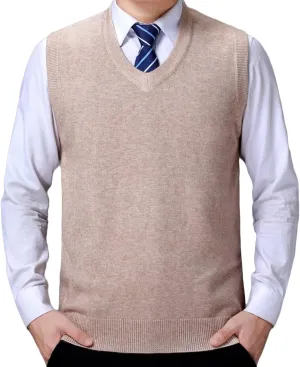 Men's Soft Touch Cardigan Sweater Regular Fit Knitted Top Middle-aged V Neck Buttons Casual Sweater Coat (Beige 1,Medium)