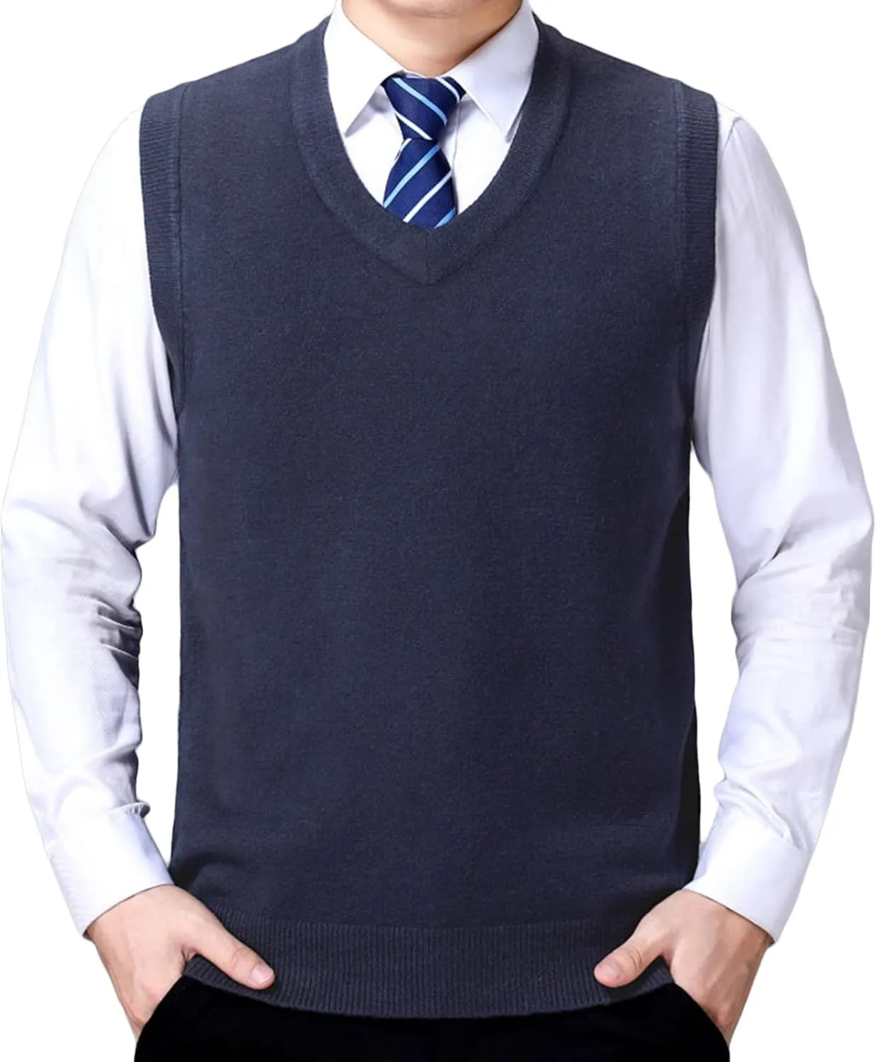 Men's Soft Touch Cardigan Sweater Regular Fit Knitted Top Middle-Aged V Neck Buttons Casual Sweater Coat (Dark Gray 1,XX-Large)