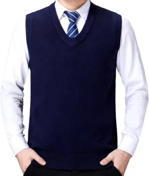 Men's Soft Touch Cardigan Sweater Regular Fit Knitted Top Middle-Aged V Neck Buttons Casual Sweater Coat (Navy Blue 1,X-Large)