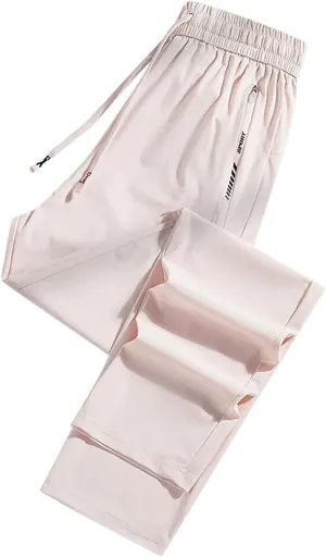 Men's Summer Pants Sweatpants Elastic Waist Drawstring Zipper Slim Leg Breathable Loose Sport Clothes Fresh Trousers