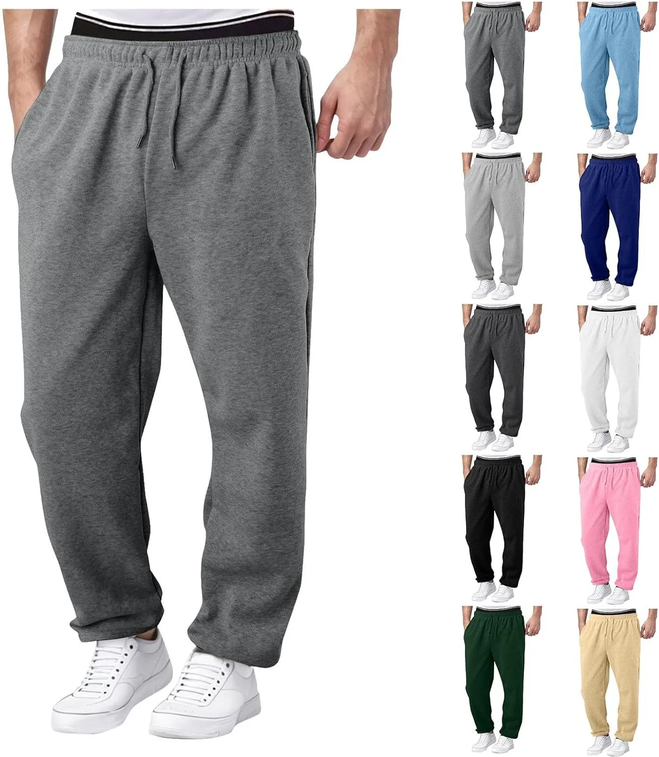 Mens Sweatpants Joggers Men's Athletic Running Pants Active Lightweight Workout Gym Loose Fit Sweatpants with Pockets