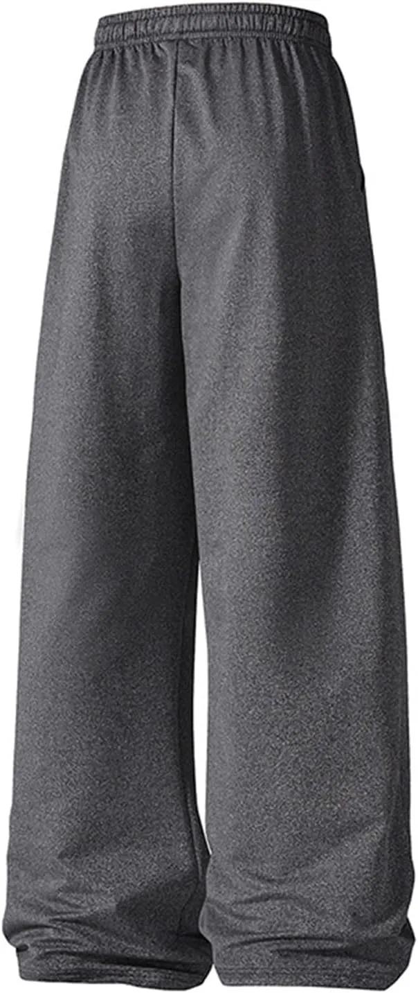 Men's Sweatpants Loose Fit Wide Leg Hip Hop Joggers Track Pants Athletic Drawstring Waist Flared Pants with Pockets
