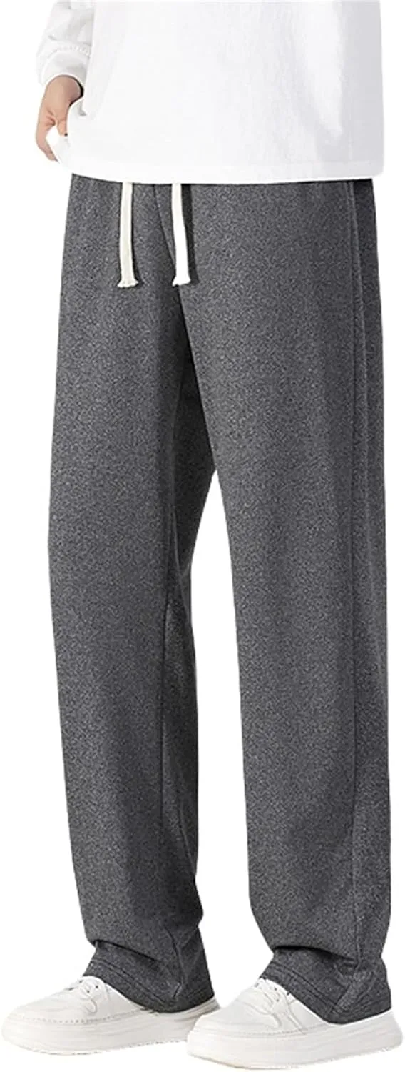 Men's Sweatpants Loose Fit Wide Leg Hip Hop Joggers Track Pants Athletic Drawstring Waist Flared Pants with Pockets
