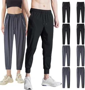 Mens Sweatpants with Zipper Pockets Unisex Stretch Quick Drying Pants Lightweight Running Hiking Pants Elastic Waist