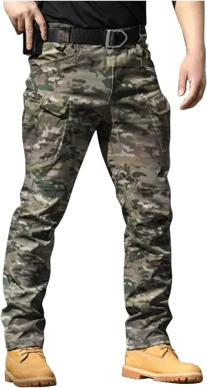 Men's Tactical Pants Water Resistant Hiking Cargo Pants with Multi Pockets Relaxed Fit Quick Dry Work Pants