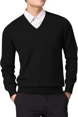 Men's V Neck Dress Sweater Lightweight Long-Sleeve Thermal Sweatshirt Soft Touch Slim Fit Fashion Pullover Sweater