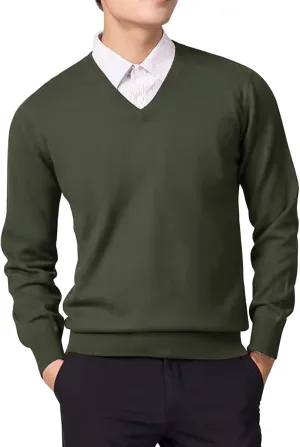 Men's V Neck Dress Sweater Lightweight Long-Sleeve Thermal Sweatshirt Soft Touch Slim Fit Fashion Pullover Sweater