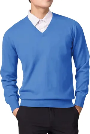 Men's V Neck Dress Sweater Lightweight Long-Sleeve Thermal Sweatshirt Soft Touch Slim Fit Fashion Pullover Sweater