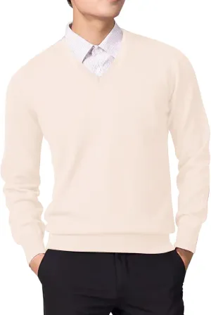 Men's V Neck Dress Sweater Lightweight Long-Sleeve Thermal Sweatshirt Soft Touch Slim Fit Fashion Pullover Sweater
