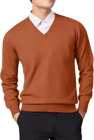 Men's V Neck Dress Sweater Lightweight Long-Sleeve Thermal Sweatshirt Soft Touch Slim Fit Fashion Pullover Sweater