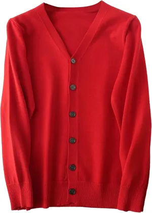 Men's V-Neck Soft Touch Cardigan Sweaters Long Sleeve Button Cozy Knit Cardigan Casual Lightweight Knitwear
