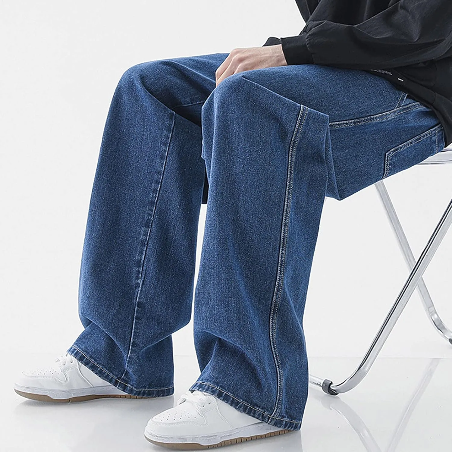 Mens Y2K Jeans Relaxed Fit Denim Trousers Fashion Hip Hop Streetwear Casual Tie Dye Loose Casual Pants Wide Leg Jeans