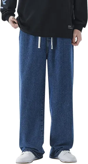 Mens Y2K Jeans Relaxed Fit Denim Trousers Fashion Hip Hop Streetwear Casual Tie Dye Loose Casual Pants Wide Leg Jeans