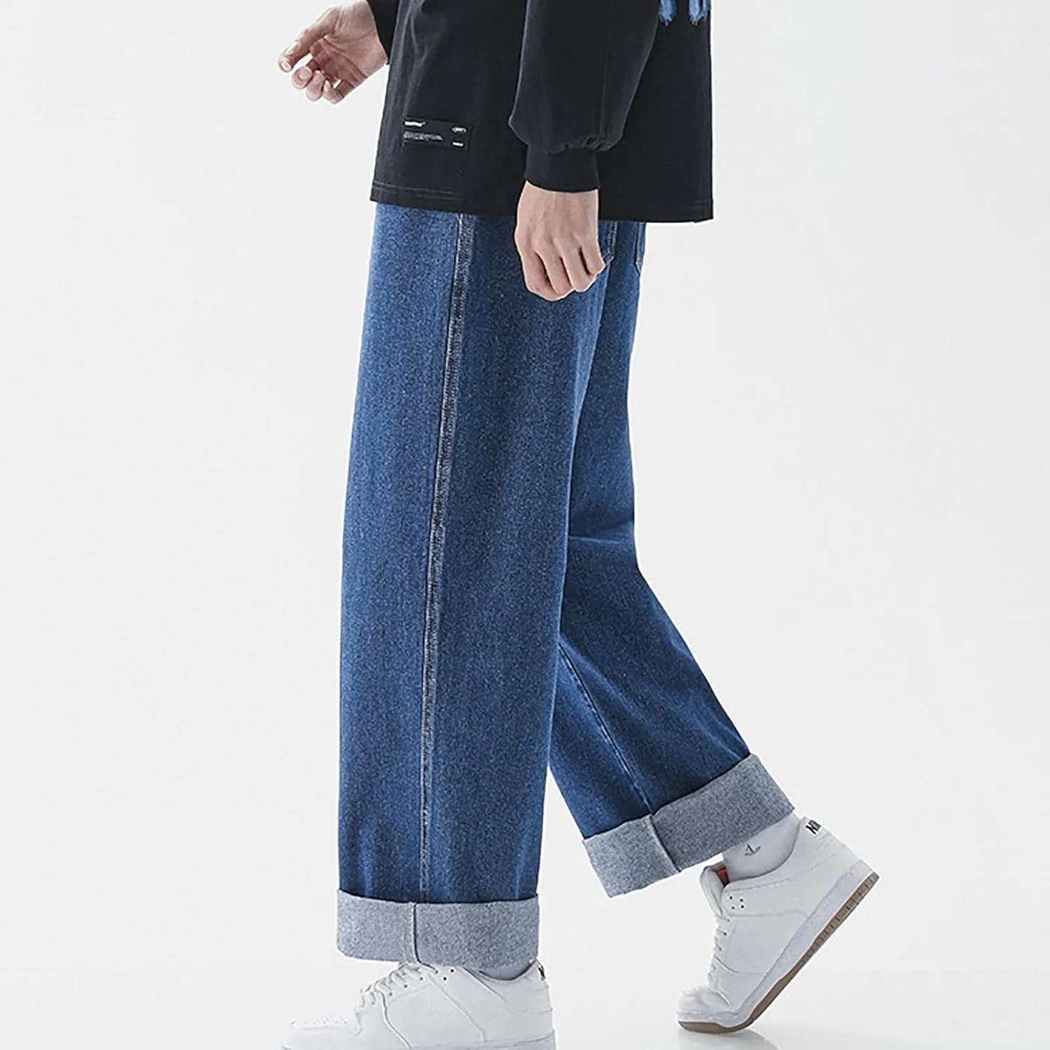 Mens Y2K Jeans Relaxed Fit Denim Trousers Fashion Hip Hop Streetwear Casual Tie Dye Loose Casual Pants Wide Leg Jeans