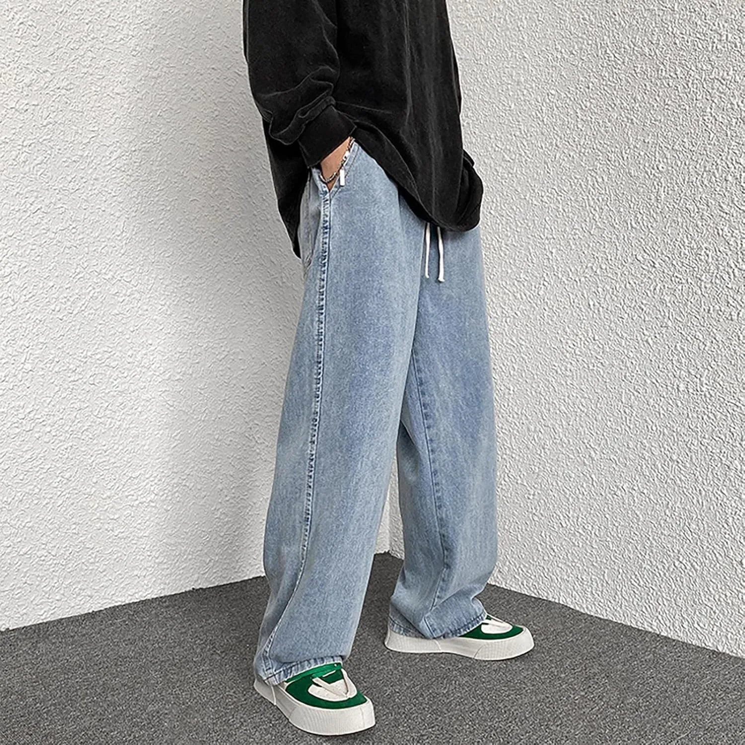 Men's Y2K Jeans Vintage Hip Hop Style Denim Pants Fashion Big Relaxed Fit Straight Leg Jeans Baggy Wide Leg Pants