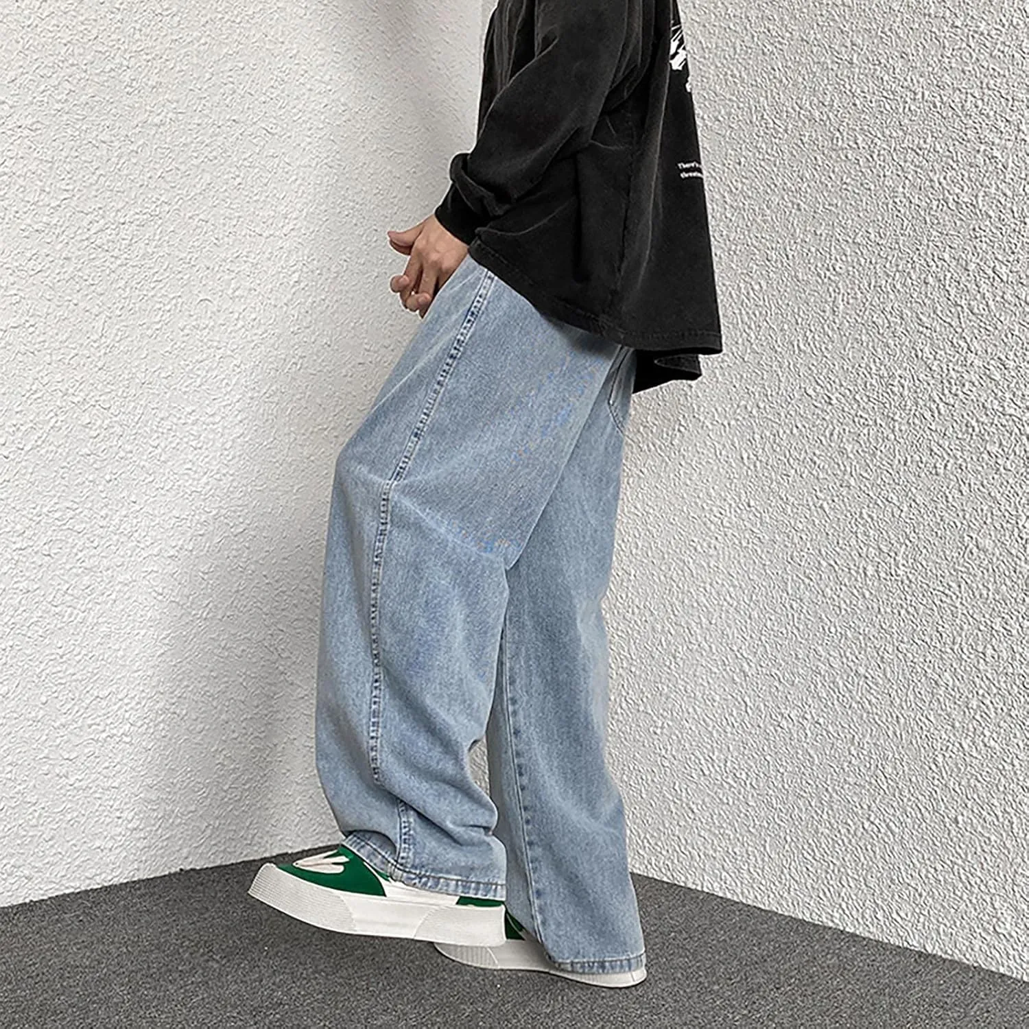 Men's Y2K Jeans Vintage Hip Hop Style Denim Pants Fashion Big Relaxed Fit Straight Leg Jeans Baggy Wide Leg Pants