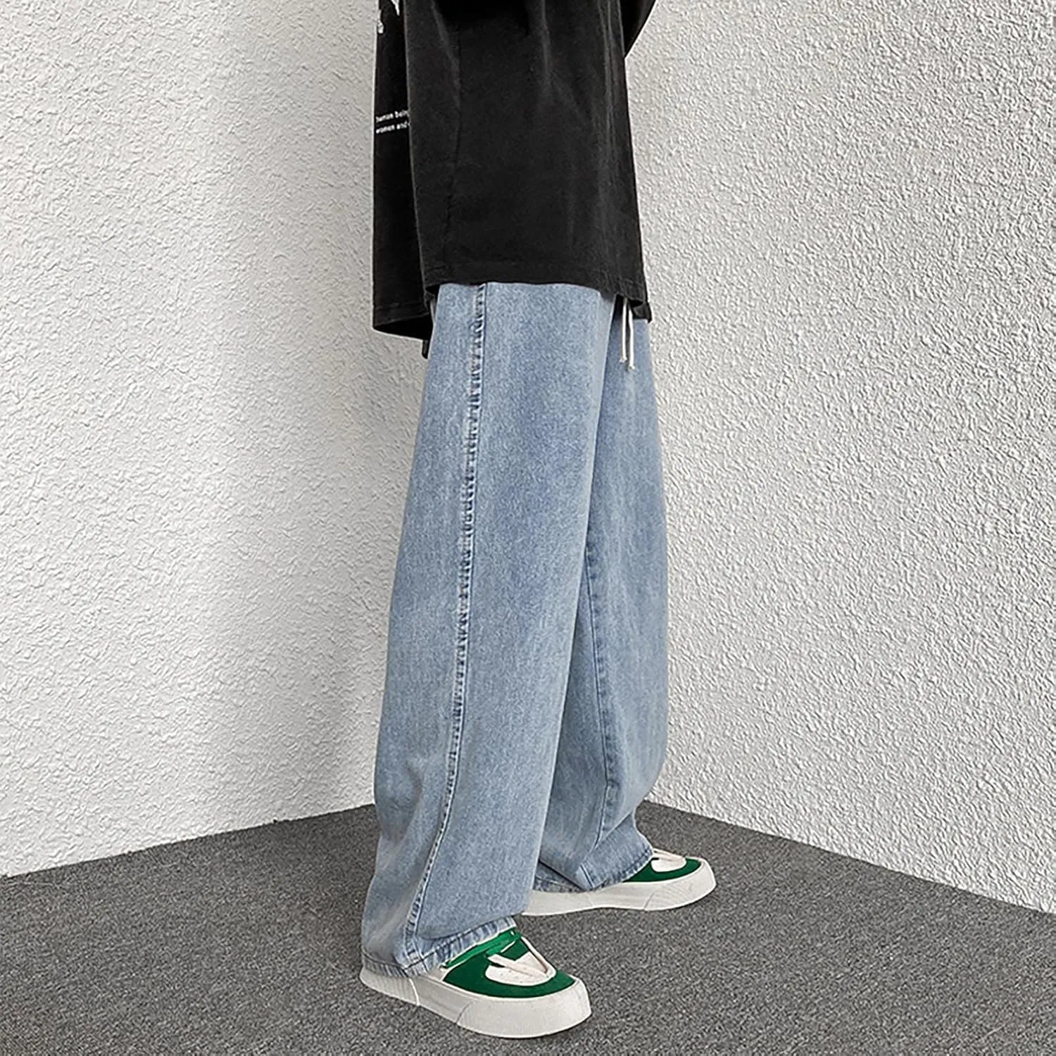Men's Y2K Jeans Vintage Hip Hop Style Denim Pants Fashion Big Relaxed Fit Straight Leg Jeans Baggy Wide Leg Pants