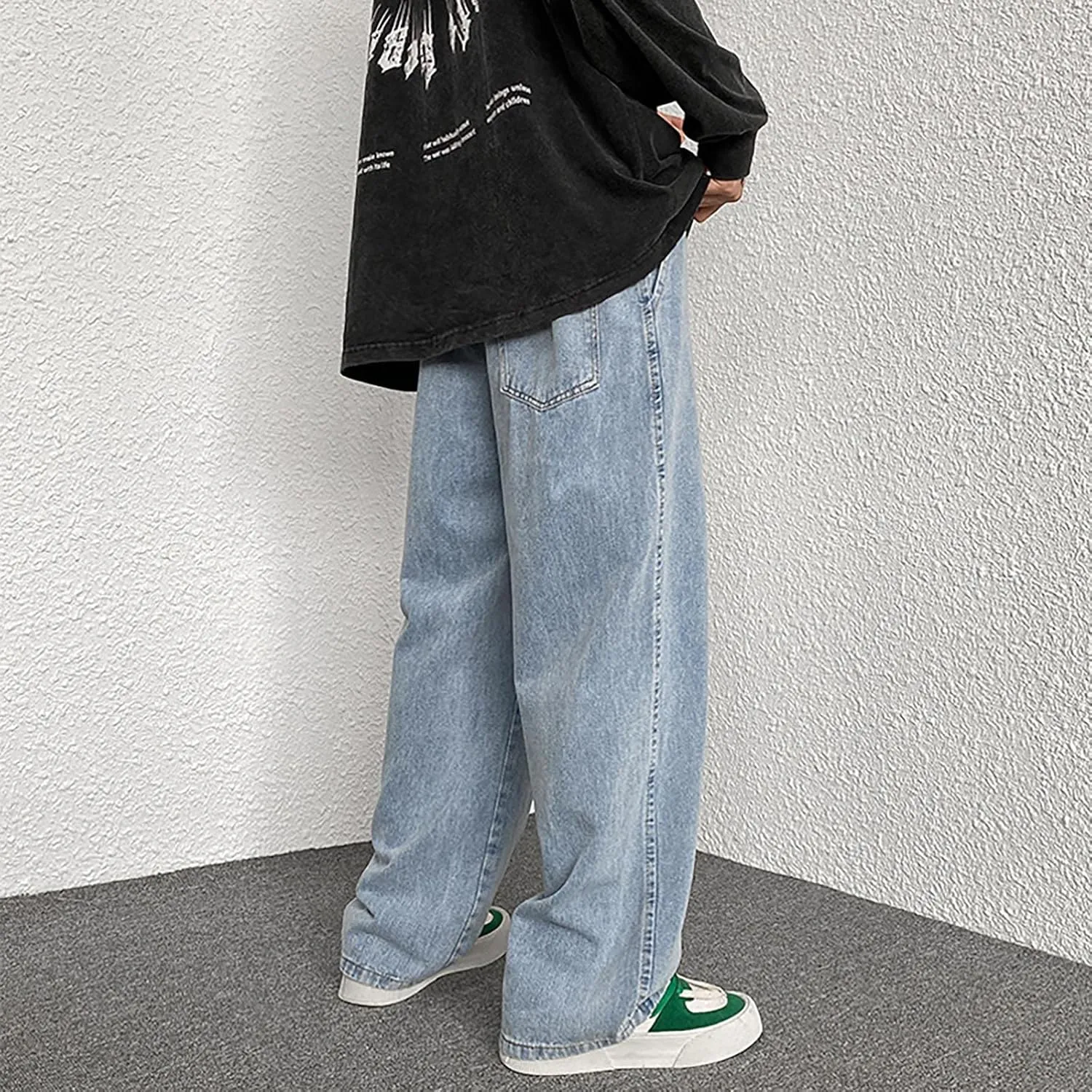 Men's Y2K Jeans Vintage Hip Hop Style Denim Pants Fashion Big Relaxed Fit Straight Leg Jeans Baggy Wide Leg Pants