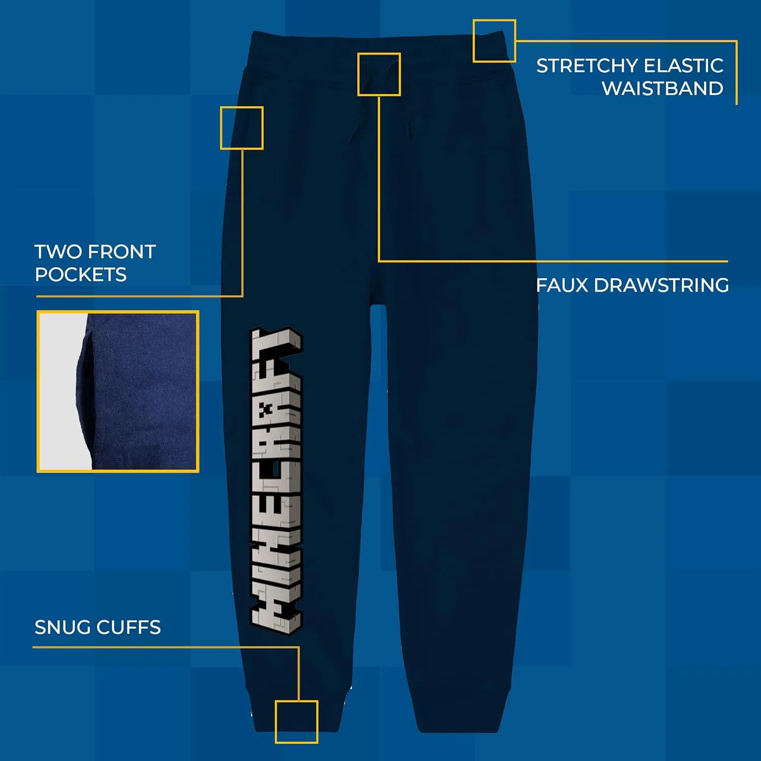Minecraft Boys' 2-Piece Jogger Set – Lightweight Long Sleeve Sweatshirt & Pants Outfit
