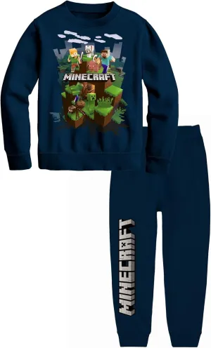 Minecraft Boys' 2-Piece Jogger Set – Lightweight Long Sleeve Sweatshirt & Pants Outfit