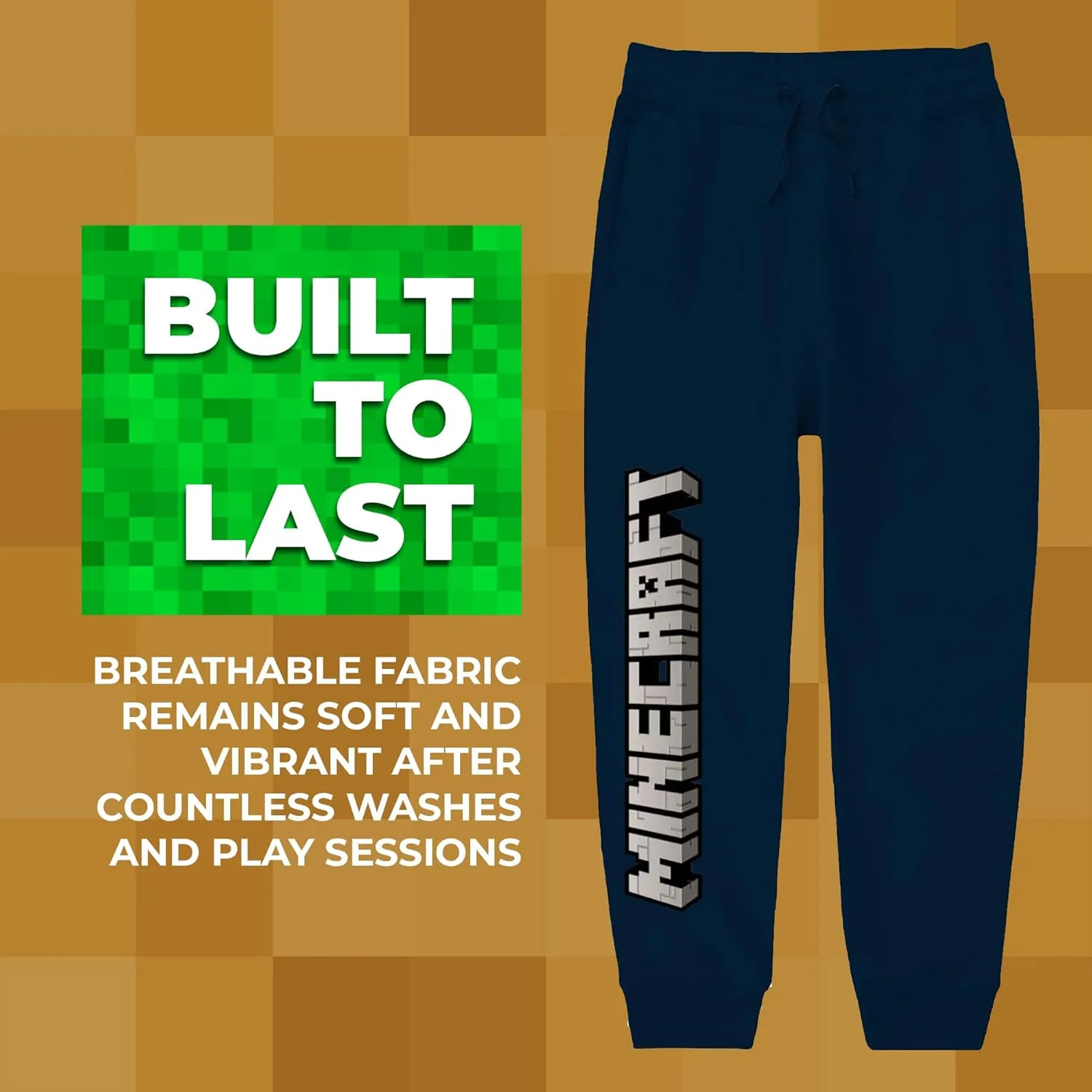 Minecraft Boys' 2-Piece Jogger Set – Lightweight Long Sleeve Sweatshirt & Pants Outfit
