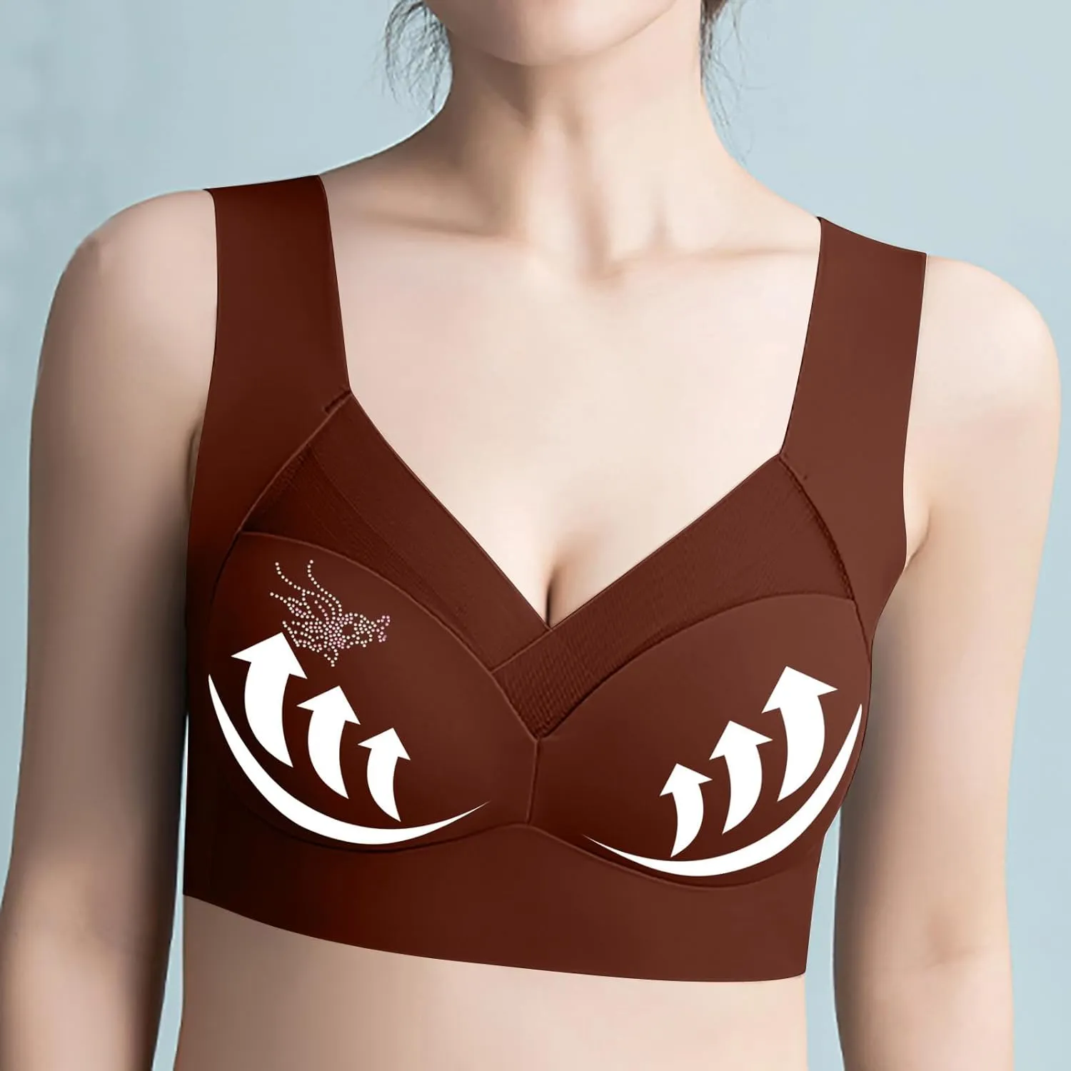 Minimizer Bras for Women with Mesh Rhinestone Lace Wireless Tank Bras Thin Breathable Side Support Active Bras 2025