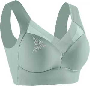 Minimizer Bras for Women with Mesh Rhinestone Lace Wireless Tank Bras Thin Breathable Side Support Active Bras 2025