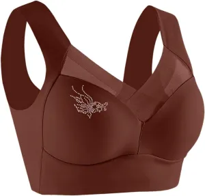 Minimizer Bras for Women with Mesh Rhinestone Lace Wireless Tank Bras Thin Breathable Side Support Active Bras 2025