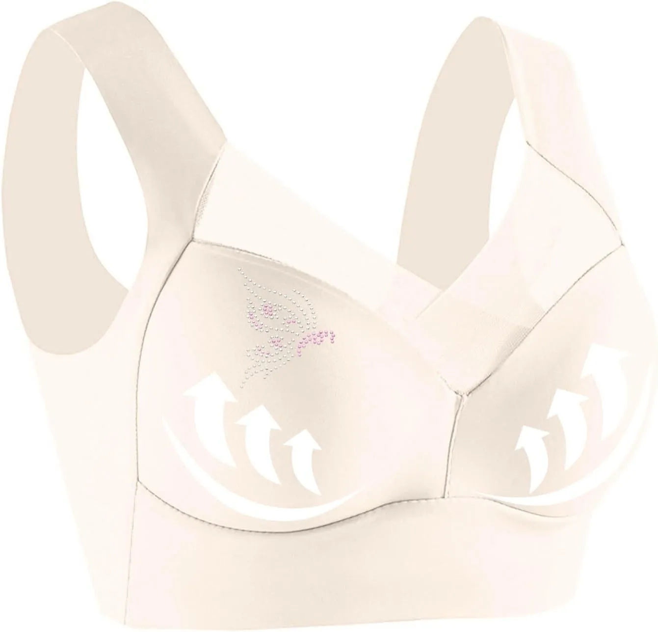 Minimizer Bras for Women with Mesh Rhinestone Lace Wireless Tank Bras Thin Breathable Side Support Active Bras 2025