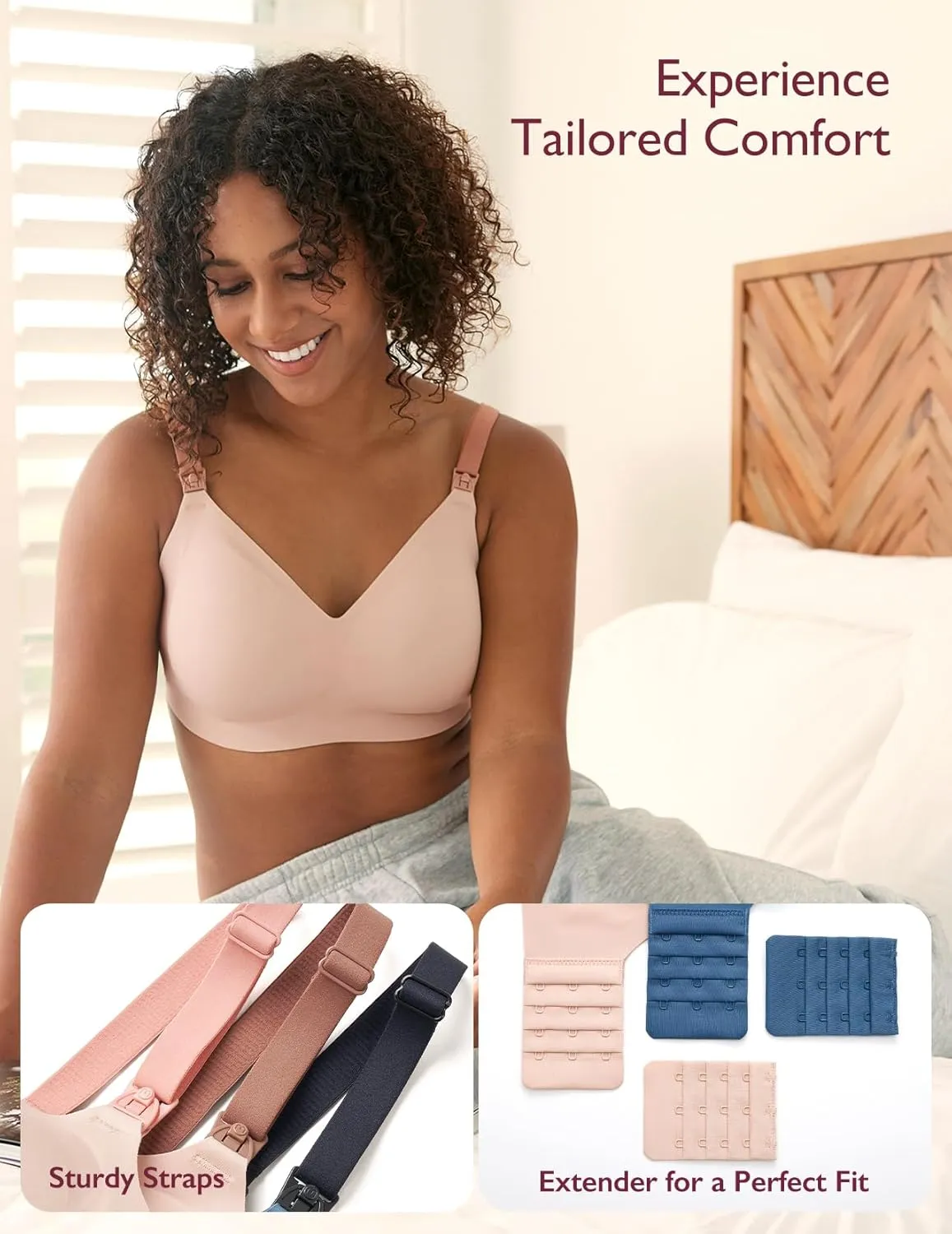 Momcozy Nursing Bras for Breastfeeding, 3.0 Jelly Strip Lift Support Maternity Bra, Seamless Soft Wirefree Pregnancy Bra