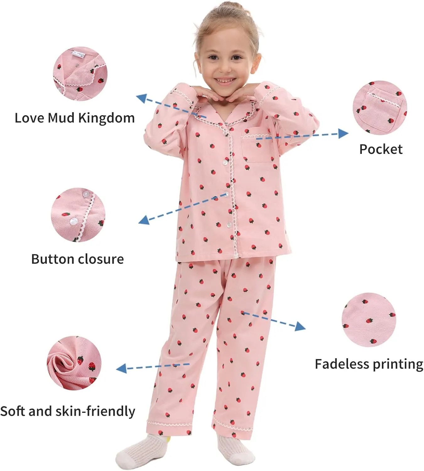 Mud Kingdom Boutique Girls Boys Pajamas Set Collared Long Sleeve Sleepwear