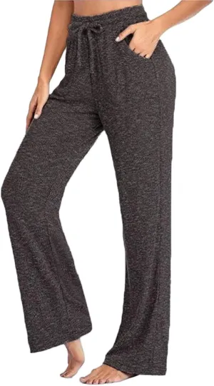 Muyise Womens Comfy Lounge Pants Loose Yoga Pants Wide Leg Casual Lightweight Drawstring Palazzo Pajama Pants with Pockets