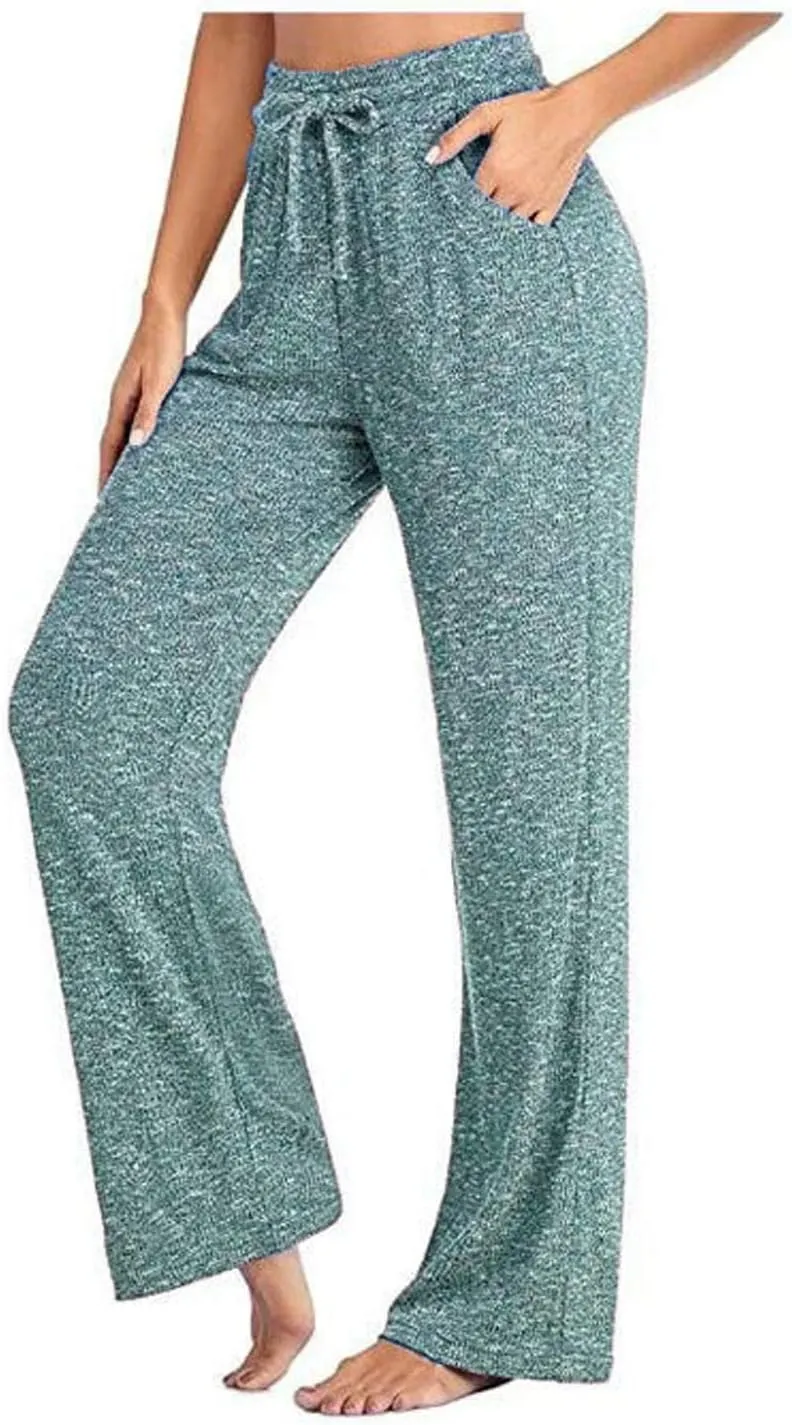 Muyise Womens Comfy Lounge Pants Loose Yoga Pants Wide Leg Casual Lightweight Drawstring Palazzo Pajama Pants with Pockets