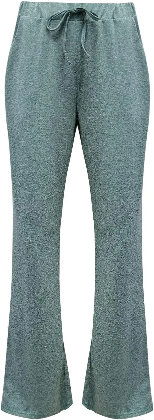 Muyise Womens Comfy Lounge Pants Loose Yoga Pants Wide Leg Casual Lightweight Drawstring Palazzo Pajama Pants with Pockets