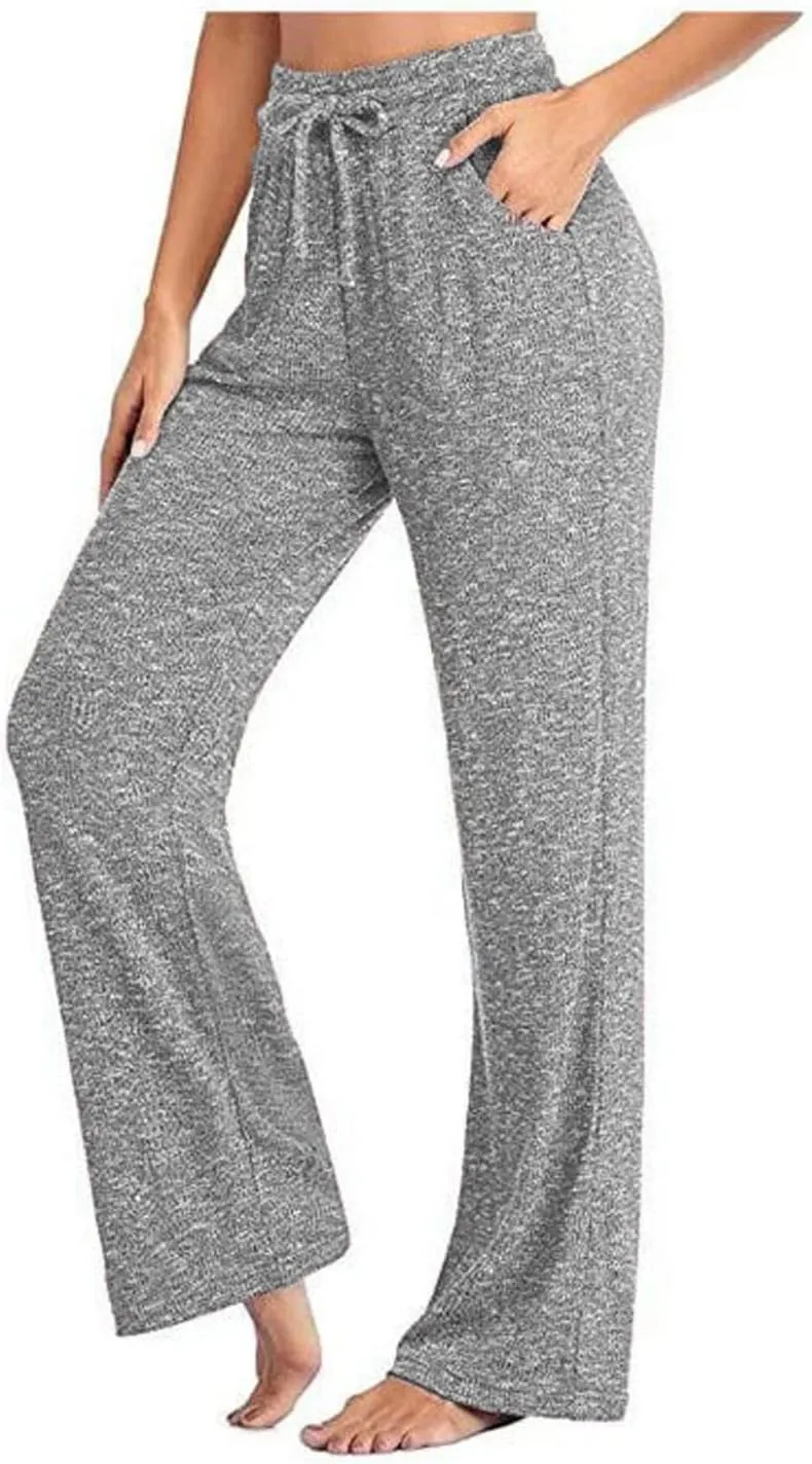 Muyise Womens Comfy Lounge Pants Loose Yoga Pants Wide Leg Casual Lightweight Drawstring Palazzo Pajama Pants with Pockets