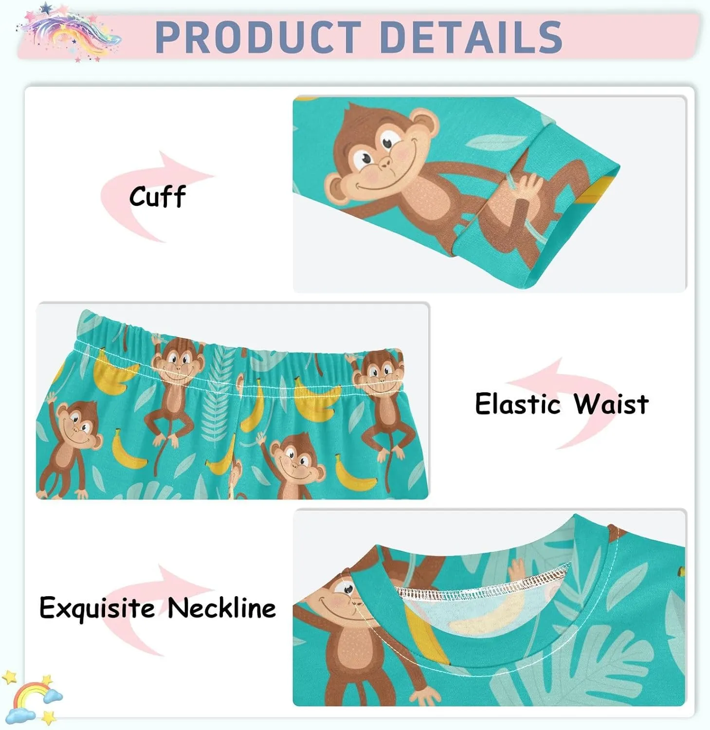 Ollabaky Pajama Set 2 Piece Pjs Set Cotton Sleepwear Long Sleeve Top with Bottom