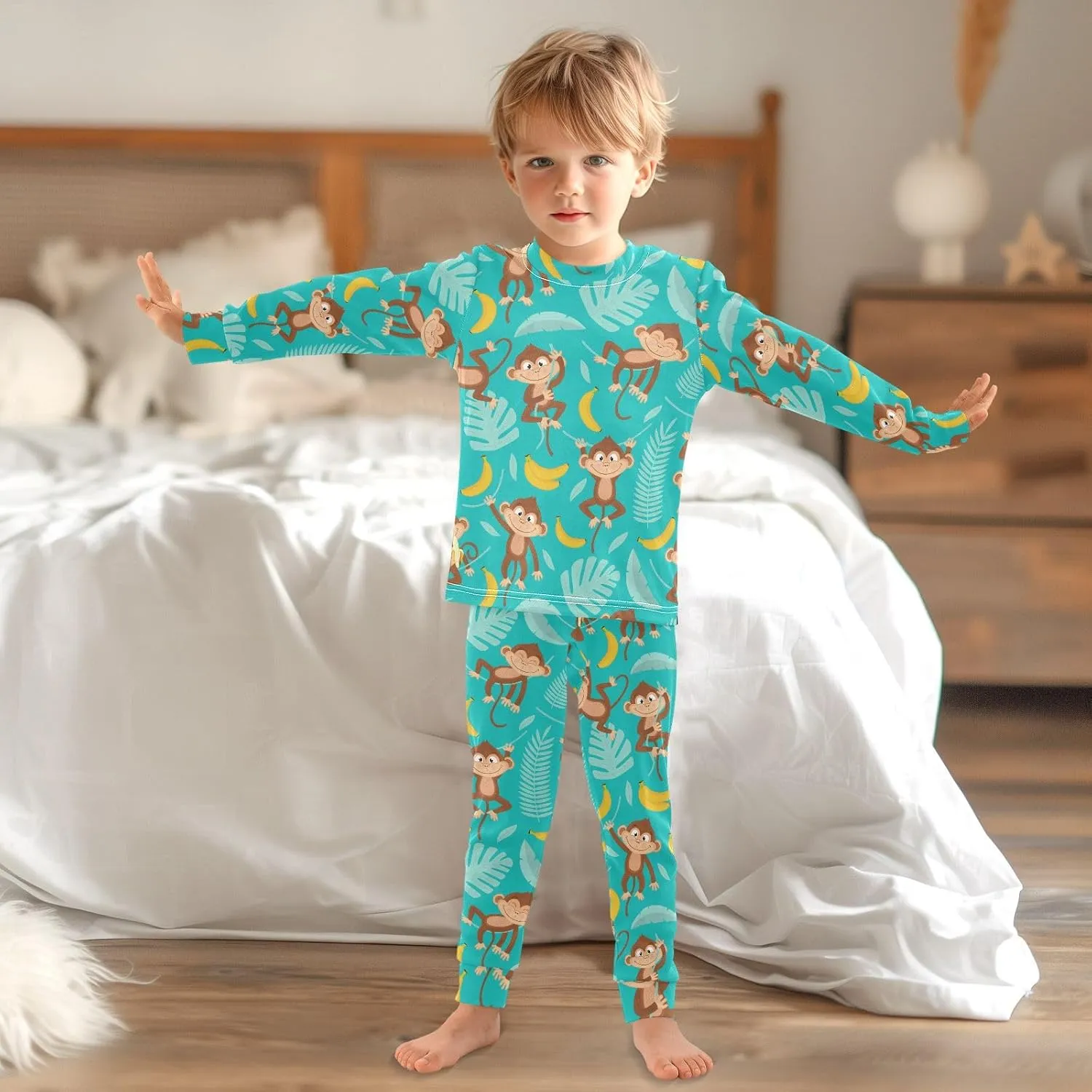 Ollabaky Pajama Set 2 Piece Pjs Set Cotton Sleepwear Long Sleeve Top with Bottom