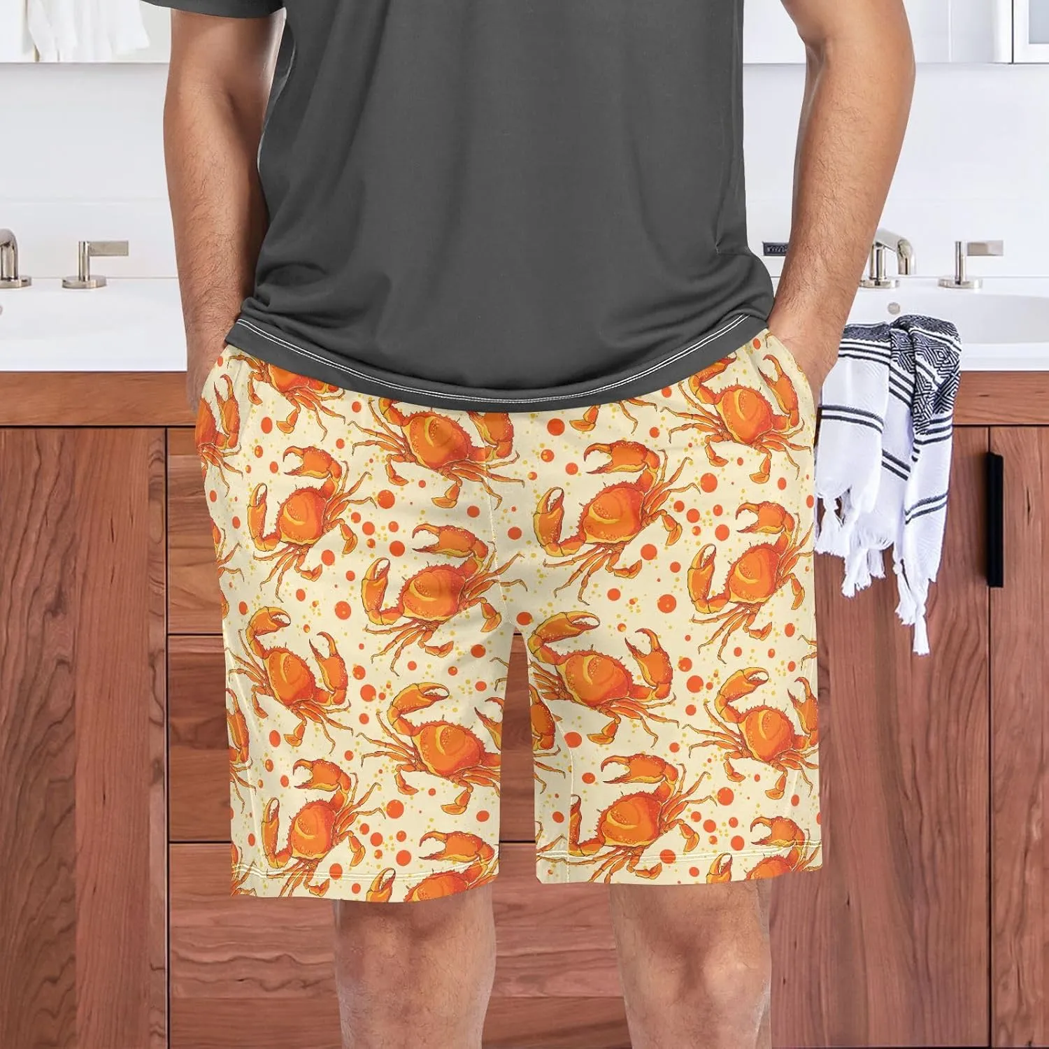 Pajama Shorts for Men Summer Pajama Pants with Pocket Pjs Bottoms Sleep Shorts Lounge Wear