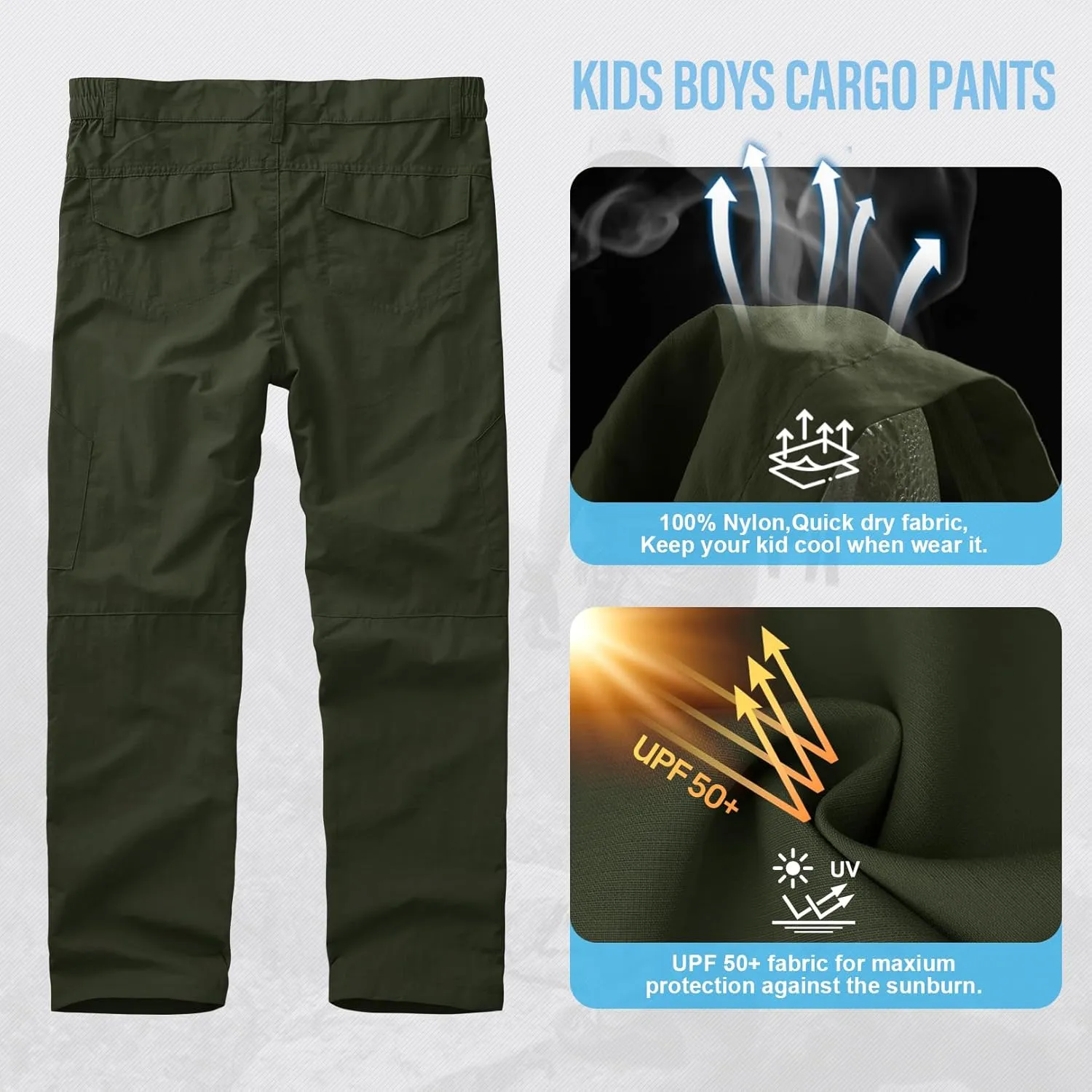 Pants for Boys Cargo Joggers Kids Quick Dry Hiking Lightweight Sweatpants