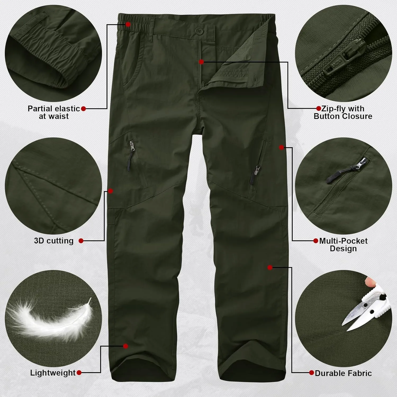Pants for Boys Cargo Joggers Kids Quick Dry Hiking Lightweight Sweatpants