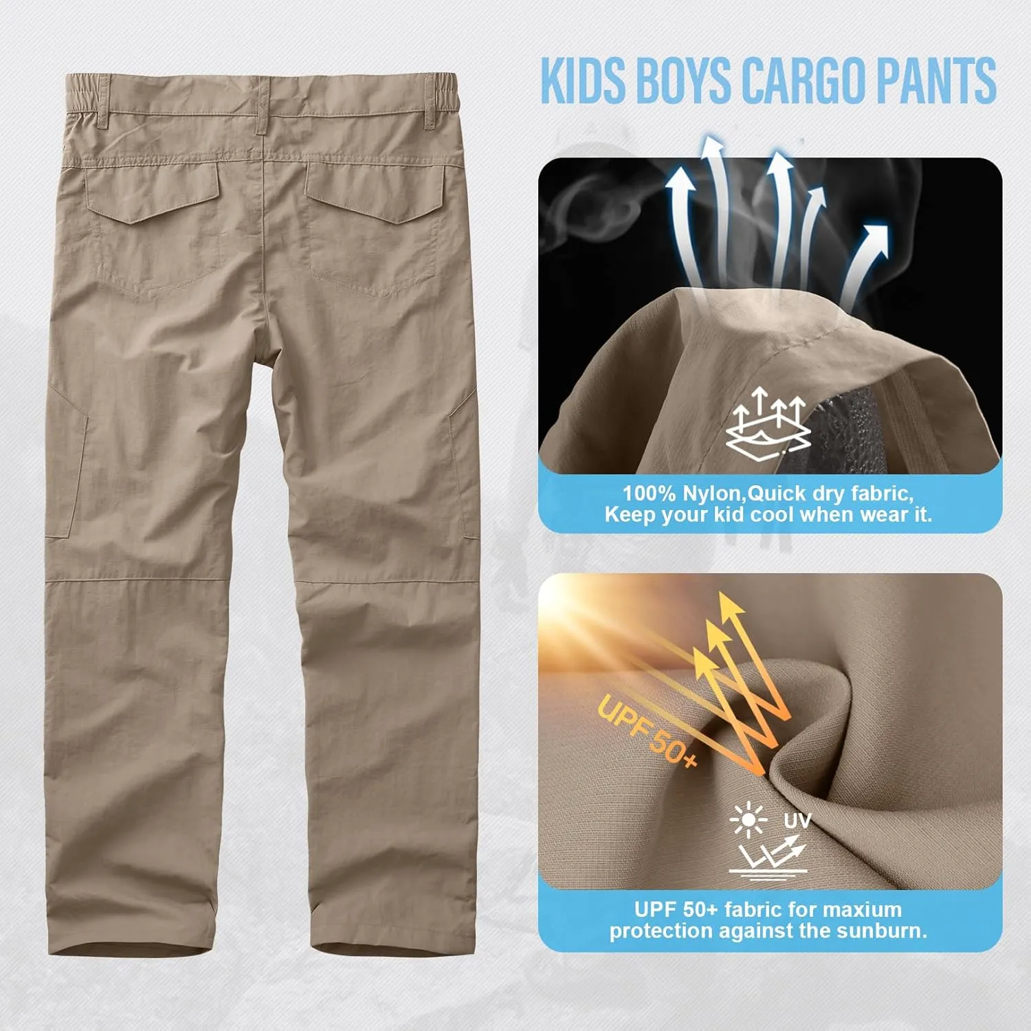 Pants for Boys Cargo Joggers Kids Quick Dry Hiking Lightweight Sweatpants