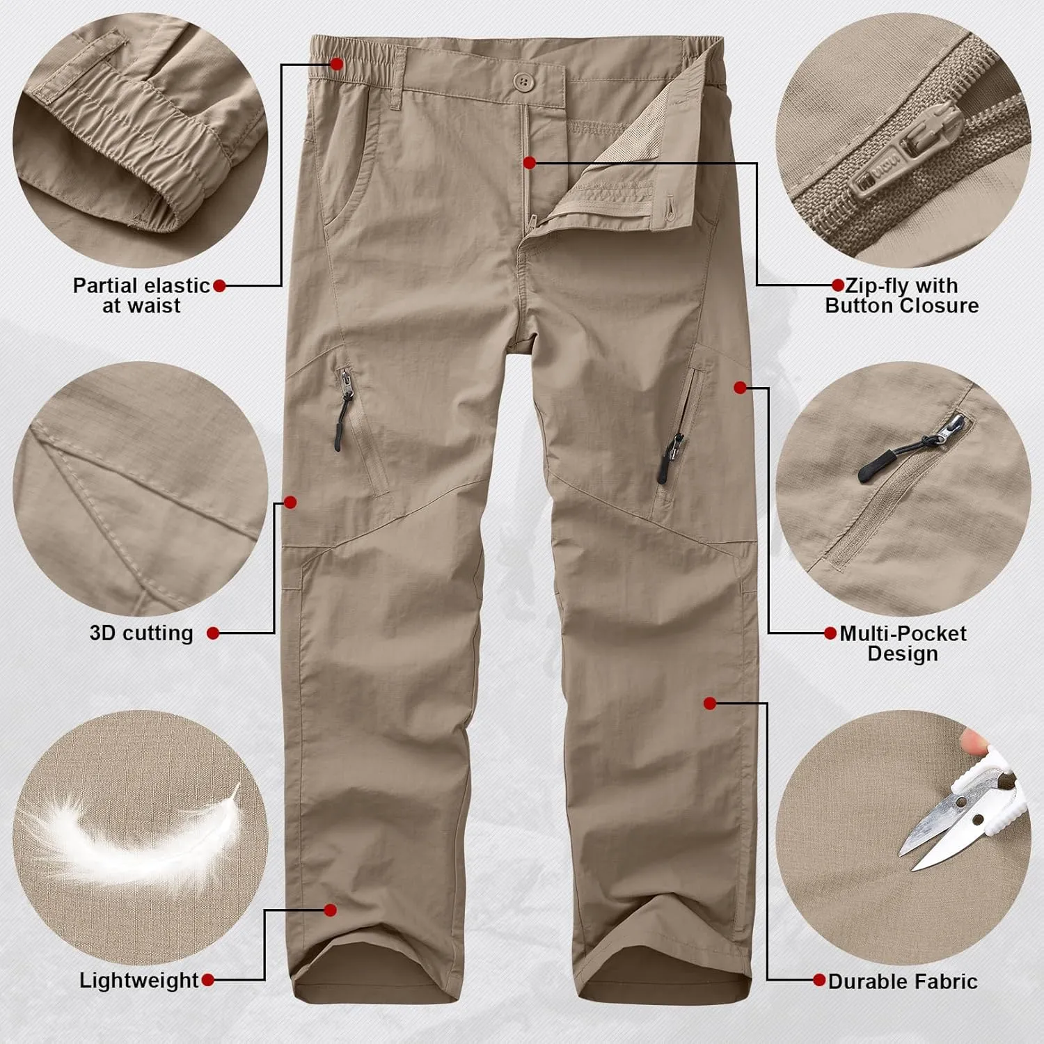 Pants for Boys Cargo Joggers Kids Quick Dry Hiking Lightweight Sweatpants