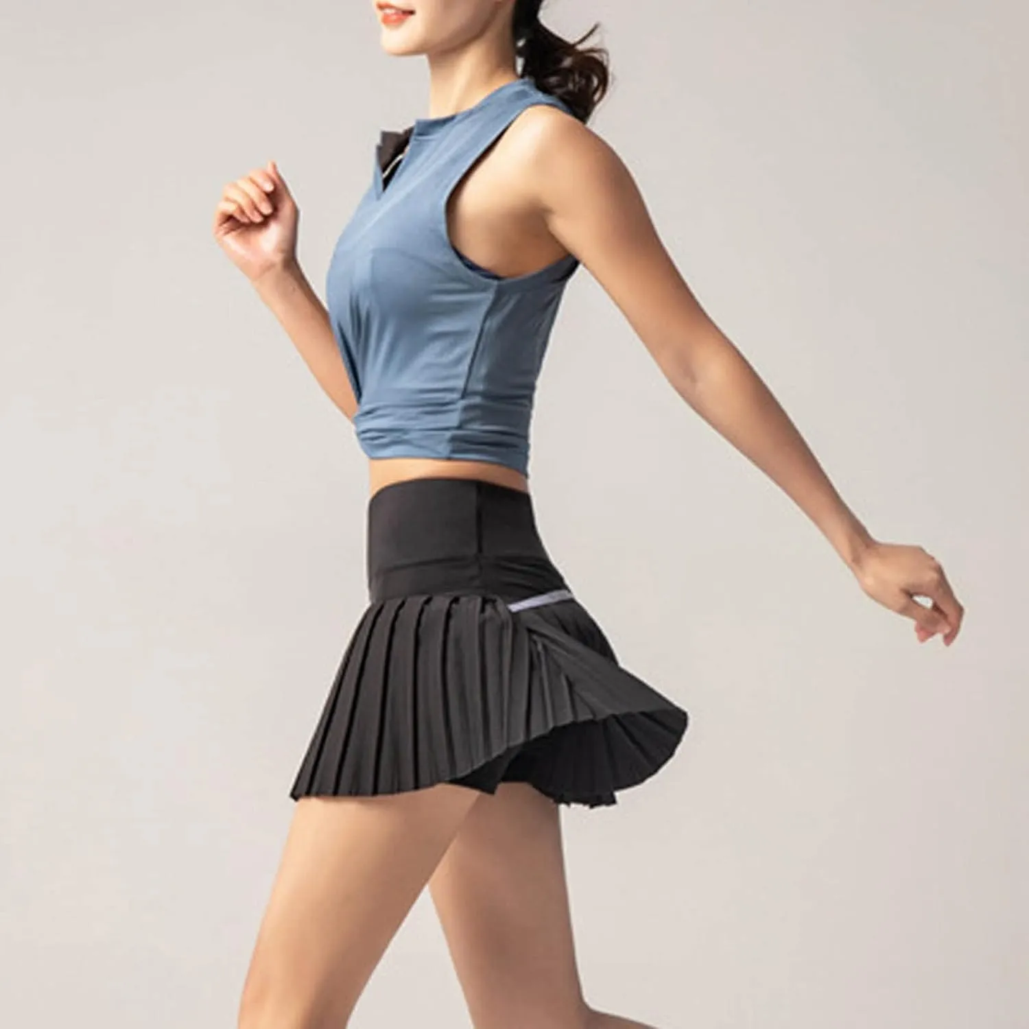 Pleated Mini Skirts for Women Plus Size Trendy Flowy Gym Yoga Shorts Workout Sweat Skort Cute Summer Sports Clothes