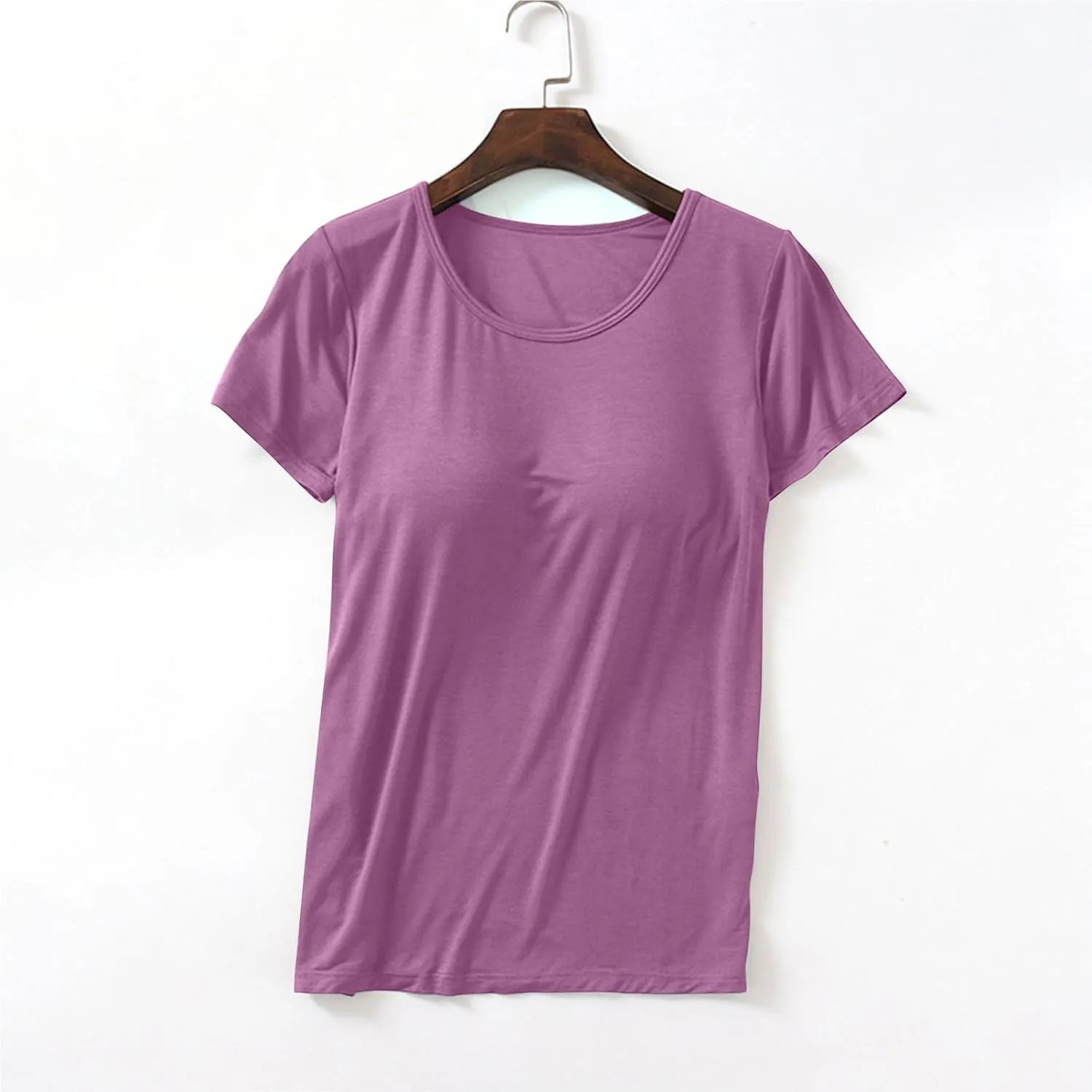 Plus Size Top with Built in Bras for Women Loose Fitting Workout Yoga Shirts Short Sleee Summer Going Out Top