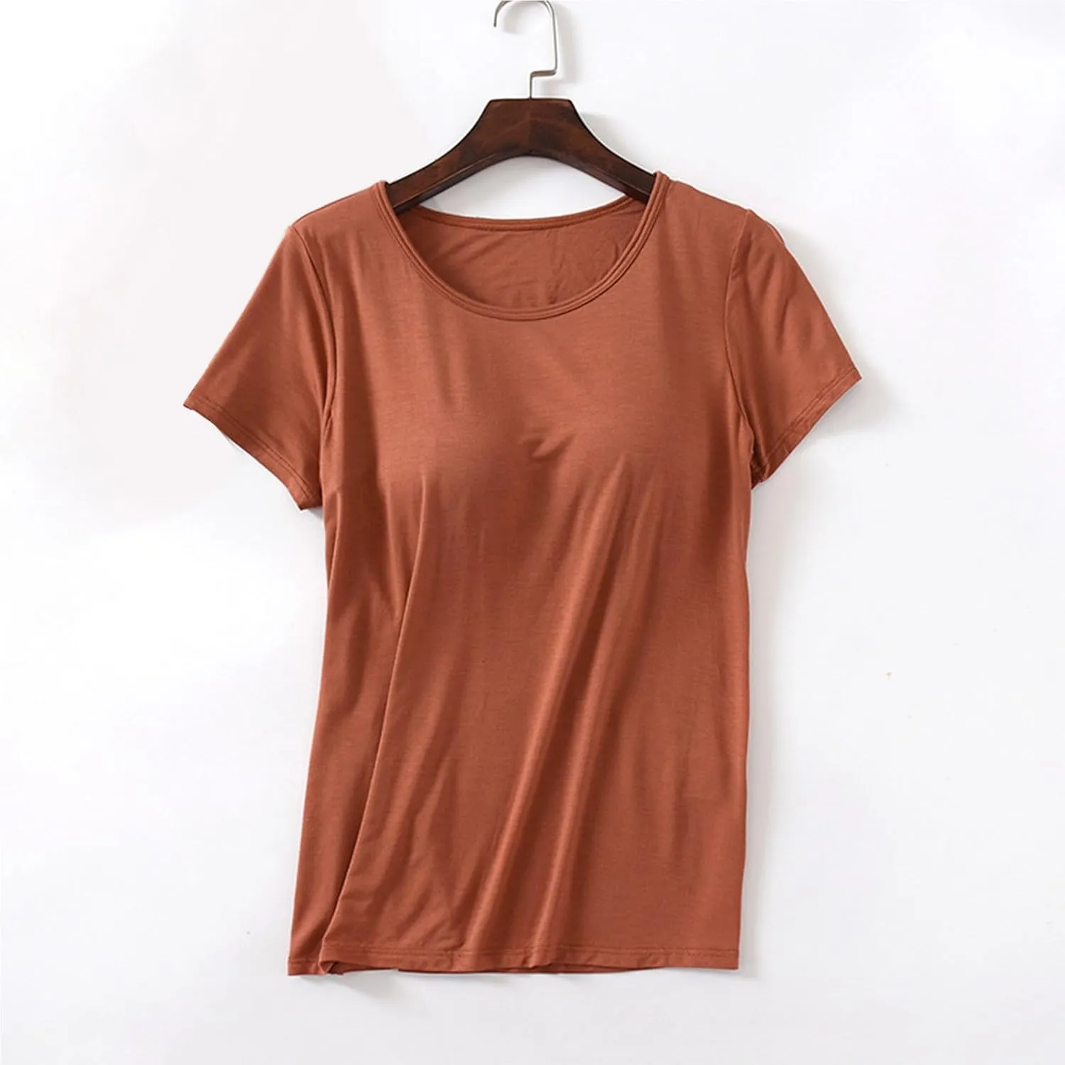 Plus Size Top with Built in Bras for Women Loose Fitting Workout Yoga Shirts Short Sleee Summer Going Out Top
