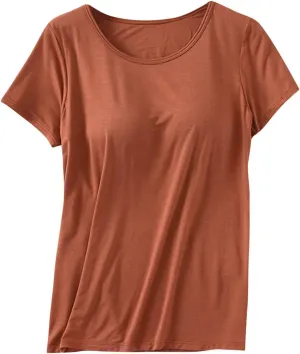 Plus Size Top with Built in Bras for Women Loose Fitting Workout Yoga Shirts Short Sleee Summer Going Out Top